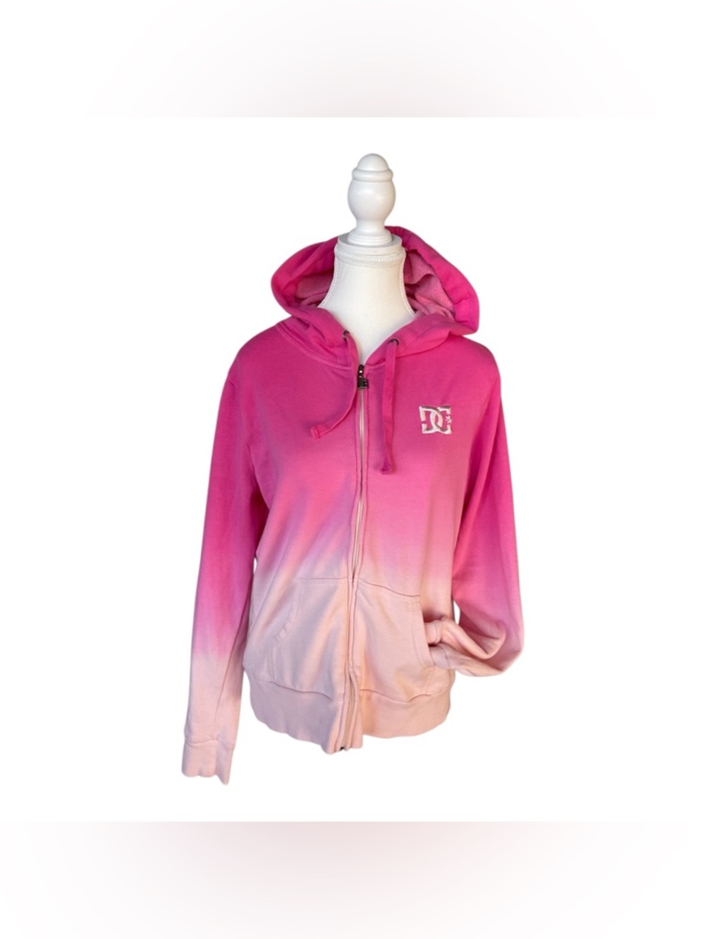 DC Shoes Pink Ombré Zip Hoodie Y2K Skate Logo XL